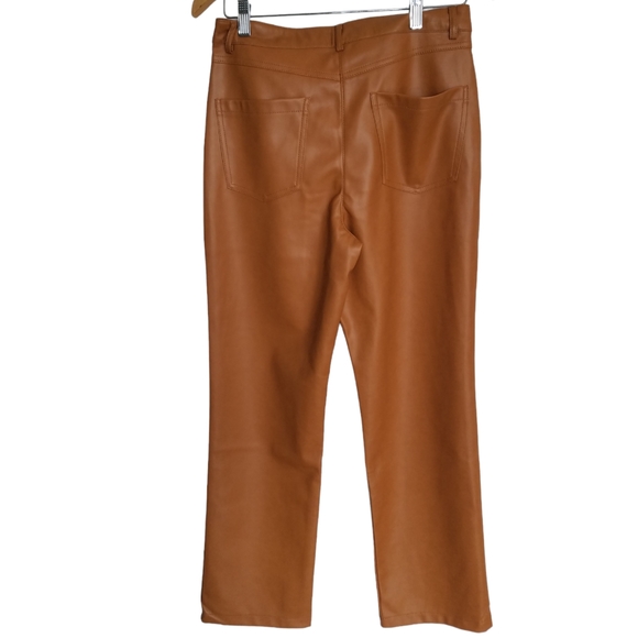 NWT 7 For All Mankind Women's Faux Leather Pants Size Medium Camel - Picture 2 of 16